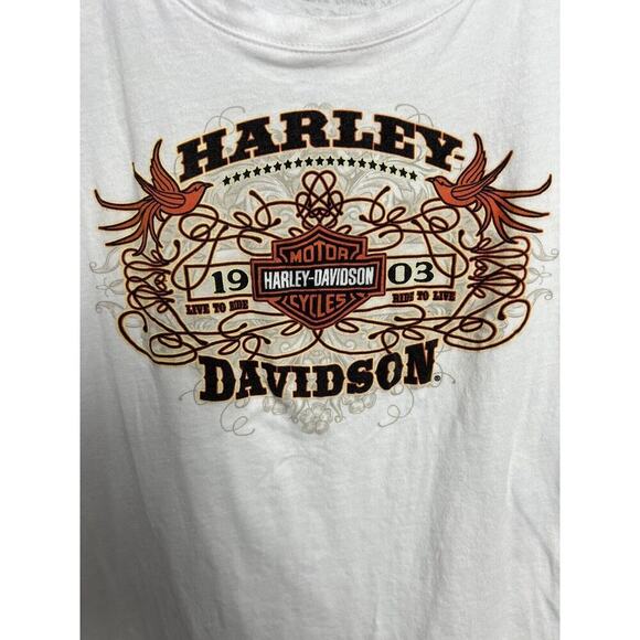 Harley Davidson Shirt Women Medium White Smoky Mountain Graphic Tee Bravado - Picture 3 of 7